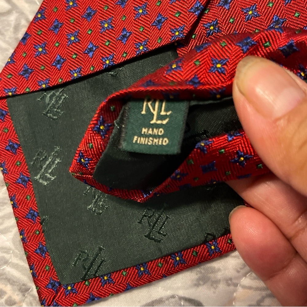 Lauren Ralph Lauren Men's Silk Tie Red, - Picture 4 of 7